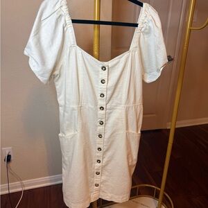 Madewell Cream Button-Front Mini Dress